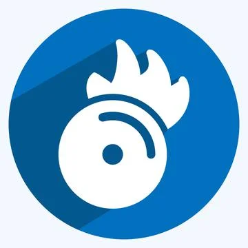 Icon CD on Fire. suitable for music symbol. long shadow style. simple design  스톡 일러스트