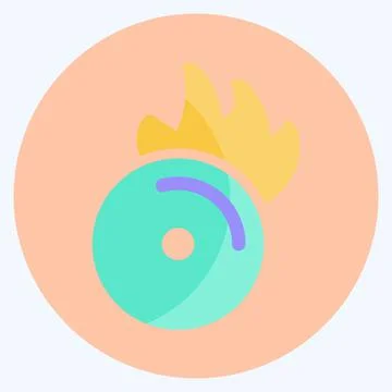 Icon CD on Fire. suitable for music symbol. flat style. simple design editabl 스톡 일러스트