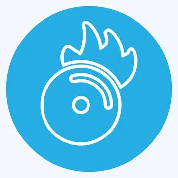 Icon CD on Fire. suitable for music symbol. blue eyes style. simple design ed 스톡 일러스트