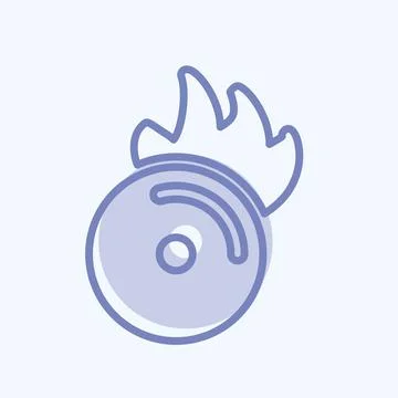 Icon CD on Fire. suitable for music symbol. two tone style. simple design edi 스톡 일러스트