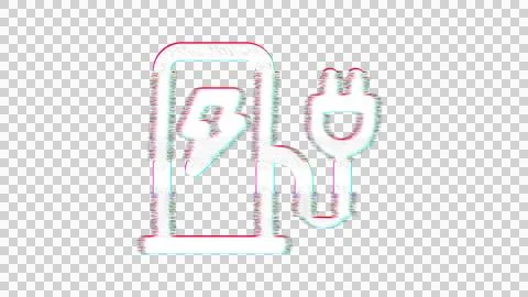 Icon charging station is distorted. Glitch. Noise, chromatic aberration, Stock Illustration