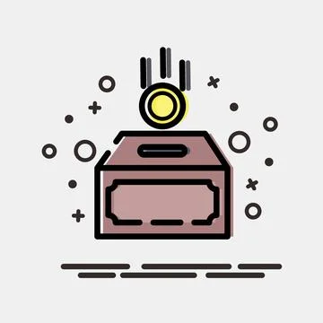Icon charity. Islamic elements of Ramadhan, Eid Al Fitr, Eid Al Adha. Icons.. Stock Illustration