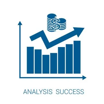 Icon chart analysis success blue Stock Illustration