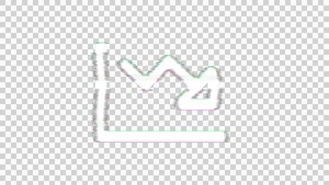 Icon chart line down is distorted. Glitch. Noise, chromatic aberration, Stock Illustration