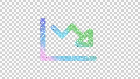 Icon chart line down is made up of LED square shapes. There are bright diodes Stock Illustration