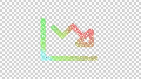 Icon chart line down is made up of LED square shapes. There are bright diodes Stock Illustration