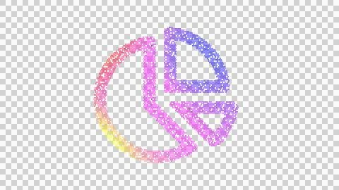 Icon chart pie is made up of LED square shapes. There are bright diodes and Illustrazione stock