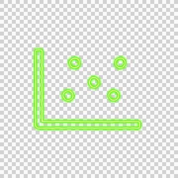 Icon chart scatter from the flow of energy of green color. Shimmering neon Stock Illustration