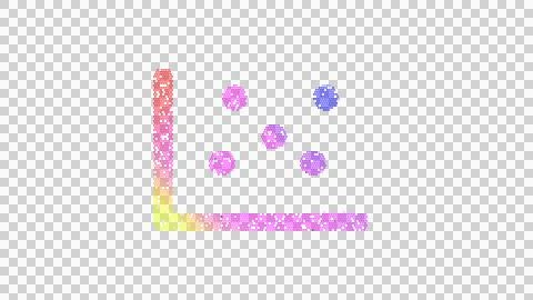 Icon chart scatter is made up of LED square shapes. There are bright diodes and Stock Illustration