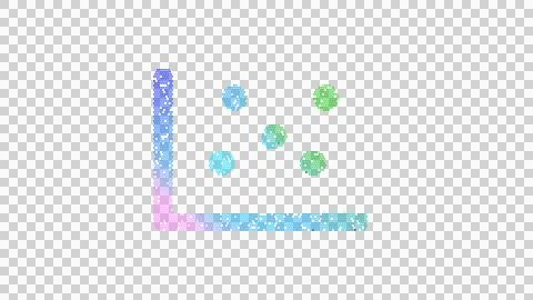 Icon chart scatter is made up of LED square shapes. There are bright diodes and Stock Illustration