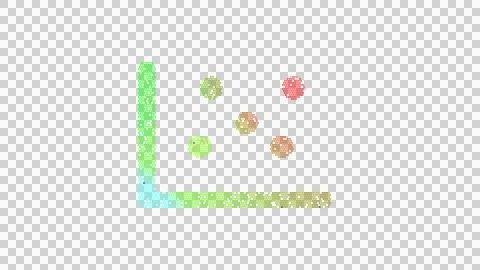 Icon chart scatter is made up of LED square shapes. There are bright diodes and Stock Illustration