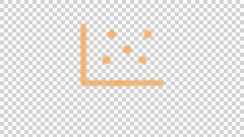 Icon chart scatter is made of yellow grains of sand. Some grains of sand fall Stock Illustration
