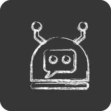 Icon Chatbot. related to Machine Learning symbol. chalk Style. simple desig.. イラスト素材