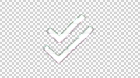 Icon check double is distorted. Glitch. Noise, chromatic aberration, geometric Illustrazione stock