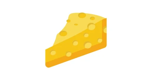 Icon of a cheese slice, featuring a triangular shape with holes and a yello.. 스톡 동영상 332475180