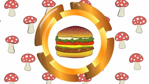 Icon cheeseburger and fly agaric Stock Footage 99795779