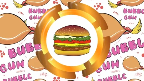 Icon cheeseburger and gums Stock Footage 99794982