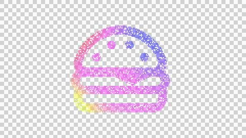 Icon cheeseburger is made up of LED square shapes. There are bright diodes and Stock Illustration