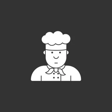 Icon chef in white hat, made in the style of contour Stock Illustration