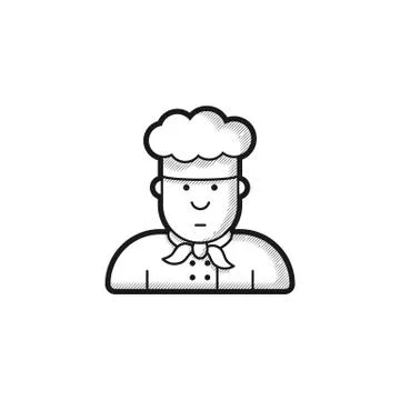 Icon chef in white hat, made in the style of contour Stock Illustration