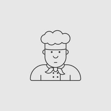 Icon chef in white hat, made in the style of contour Stock Illustration