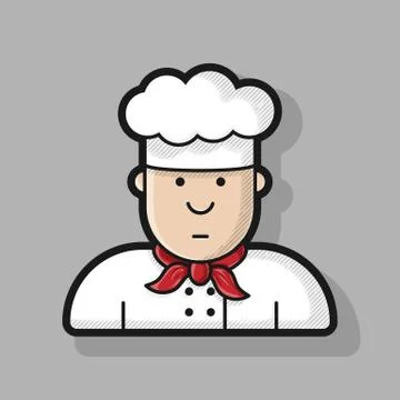 Icon chef in white hat, made in the style of contour Stock Illustration