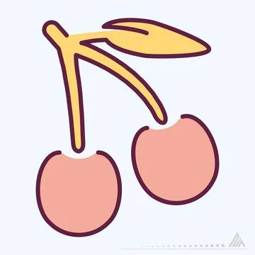 Icon Cherry - Line Cut Style Illustrazione stock