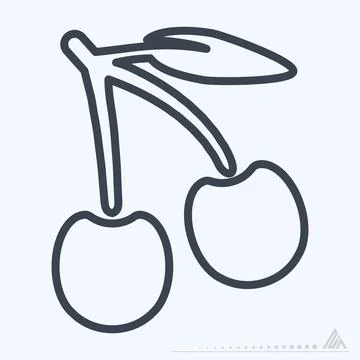 Icon Cherry - Line Style Stock Illustration