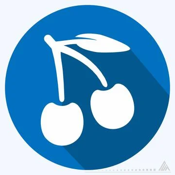 Icon Cherry - Long Shadow Style Stock Illustration