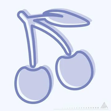 Icon Cherry - Two Tone Style Stock Illustration