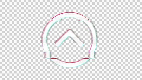 Icon chevron circle up is distorted. Glitch. Noise, chromatic aberration, Illustrazione stock