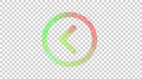 Icon chevron circle left is made up of LED square shapes. There are bright Illustrazione stock