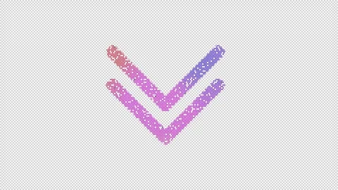 Icon chevron double down is made up of LED square shapes that shimmer and Stock Footage 296730400