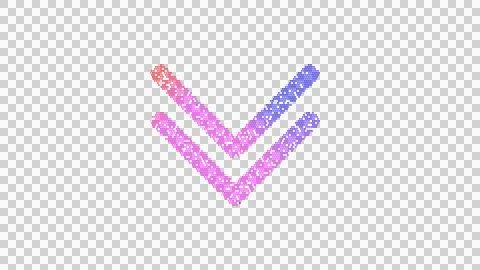 Icon chevron double down is made up of LED square shapes. There are bright Illustrazione stock