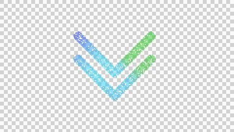 Icon chevron double down is made up of LED square shapes. There are bright Illustrazione stock