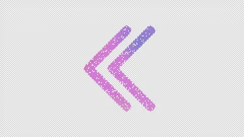 Icon chevron double left is made up of LED square shapes that shimmer and Stock Footage 296730404