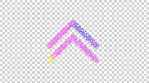 Icon chevron double up is made up of LED square shapes. There are bright diodes Illustrazione stock