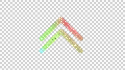 Icon chevron double up is made up of LED square shapes. There are bright diodes Illustrazione stock