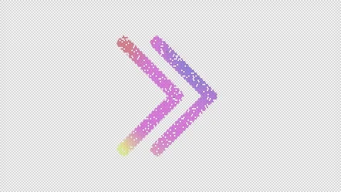 Icon chevron double right is made up of LED square shapes that shimmer and Stock Footage 296730405