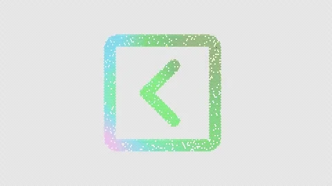 Icon chevron square left is made up of LED square shapes that shimmer and Stock Footage 296729801