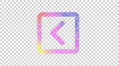 Icon chevron square left is made up of LED square shapes. There are bright Illustrazione stock