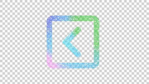 Icon chevron square left is made up of LED square shapes. There are bright Illustrazione stock