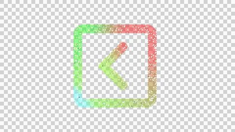 Icon chevron square left is made up of LED square shapes. There are bright Illustrazione stock