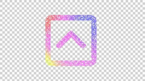 Icon chevron square up is made up of LED square shapes. There are bright diodes Illustrazione stock