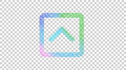 Icon chevron square up is made up of LED square shapes. There are bright diodes Illustrazione stock
