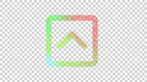 Icon chevron square up is made up of LED square shapes. There are bright diodes Illustrazione stock