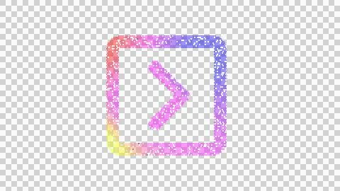 Icon chevron square right is made up of LED square shapes. There are bright Illustrazione stock