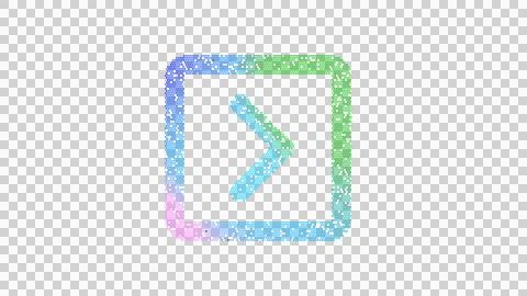 Icon chevron square right is made up of LED square shapes. There are bright Illustrazione stock