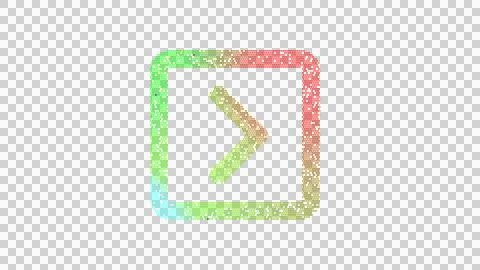 Icon chevron square right is made up of LED square shapes. There are bright Illustrazione stock