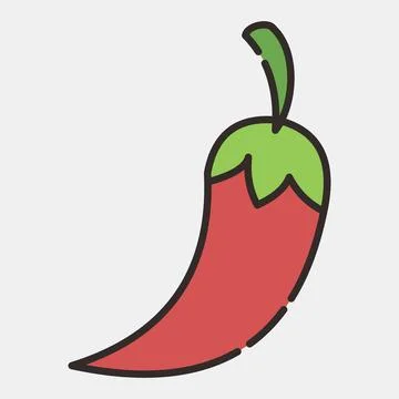 Icon chilli. Day of the dead celebration elements. Icons in filled line sty.. Illustrazione stock